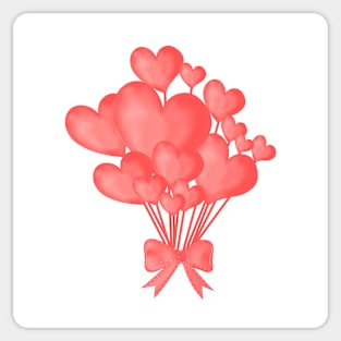 Valentine's day background with heart balloons with ribbon. Sticker